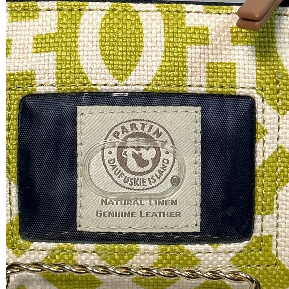 Partin Daufuskie Island Linen Leather Accent Green Geometric Wristlet Wallet